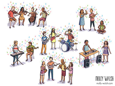 Playing Together in Groups editorial illustration illustration traditional illustration watercolor