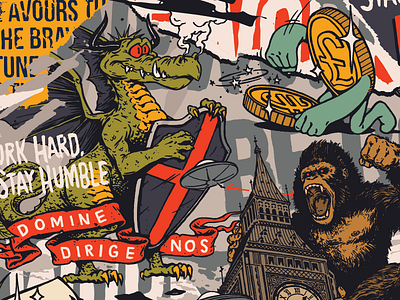 London Mural Snippet ape dragon graphic illustration london mural