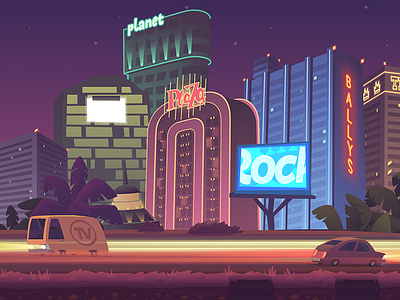 Runner game - Las Vegas background 2d art background digital art game ios las vegas night vector