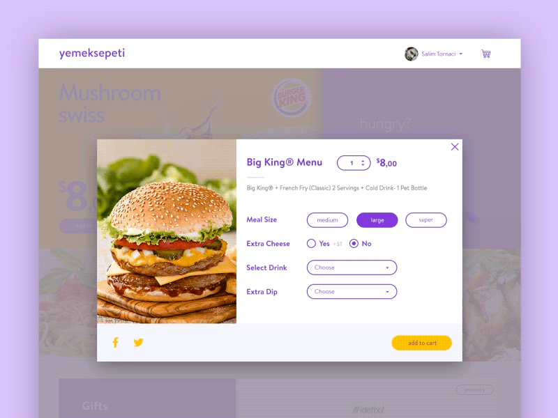 Add to cart Animation app ecommerce experience food interaction product shop store ui view web website