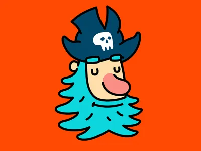 Pirate 2d beard black blue character design freelance illustrator illustration logo pirate simple vector