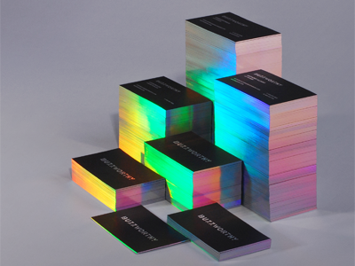 Design business cards / work in progress black business card edge elegant holographic logo original precision rainbow silver soon