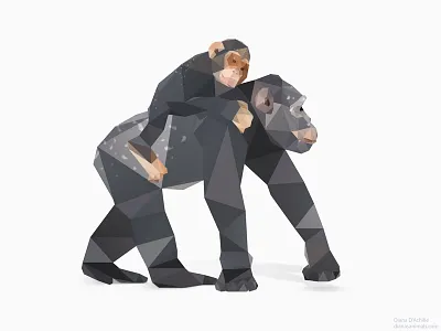 Chimpanzee. animals chimpanzee dribbble gorilla illustration low poly low polygon monkey photoshop vector
