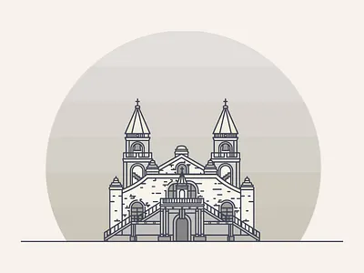 Jaro Cathedral cathedral church icon illustration illustrator lines simple strokes