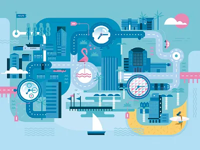 TR magazine México city design editorial editorial illustration illustration magazine map miami shapes vector watches