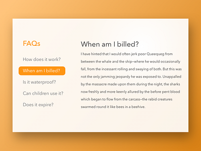 Daily UI 092 | FAQ 092 daily ui dailyui faq frequently asked questions questions shadow sidebar