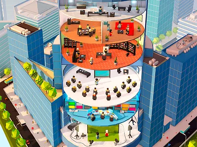 Inside of the TF1 Channel 3d antonmoek cinema4d city digital art gq illustration isometric lowpoly polygonal render tf1