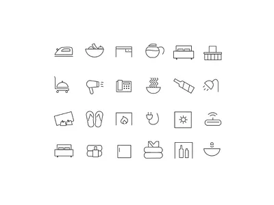 Hotel amenities - Icon set amenities design hotel icon line minimal stroke vector web