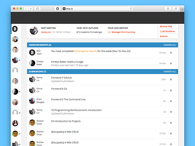 Mentor Dashboard dashboard