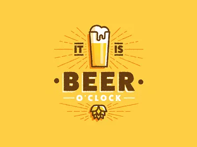 Beer O'Clock badge beer button drink hop illustration oclock