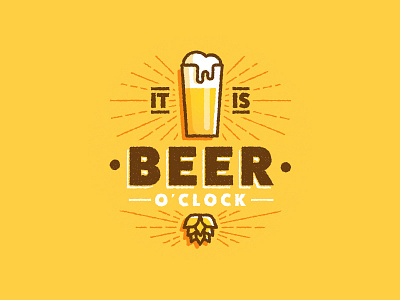 Beer O'Clock badge beer button drink hop illustration oclock