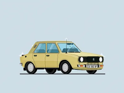 Skoda 120L animation car cars flat isometric lowrider motion skoda socialistic soviet vector yellow