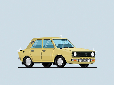 Skoda 120L animation car cars flat isometric lowrider motion skoda socialistic soviet vector yellow