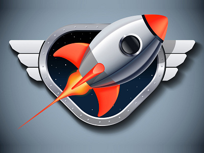 Rocket ship badge blast rocket ship space