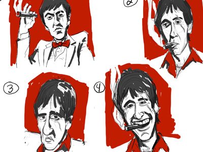 Tony Montana Rough Sketches al pacino flamingo magazine miami scarface sketches tony montana