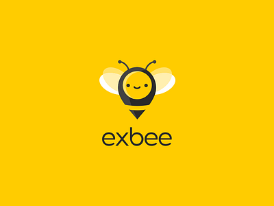 Exbee bee design flat honey logo logotype vector