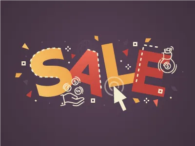 Sale - Flat Design Lettering business design discount flat illustration lettering sale shop shopping store typography