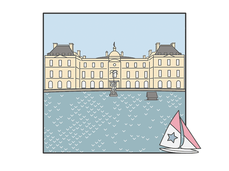Paris Boat boat illustration ligne claire luxembourg gardens paris