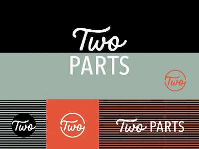 Two Parts Logo bold hand drawn identity lettering logo retro script vintage