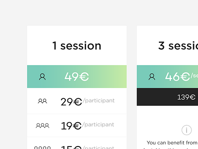 Price Table gradient price price table pricing table ui web