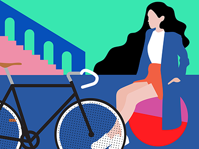 Raggio - stile di vita a pedali bikes collage design illustration