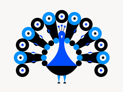 Peacock azambuja bird blue colors illustration ilustración martin peacock shapes vector