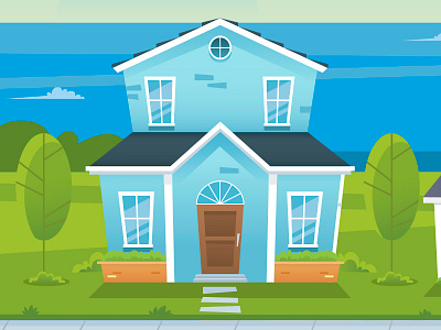 Blue House design flat gradient house illustration vector