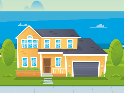 Yellow House design flat gradient house illustration vector