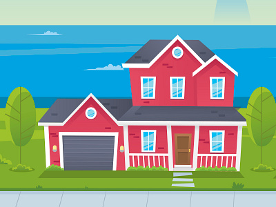 Red House 2d flat house illustration vector