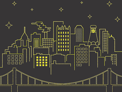 Pittsburgh, PA bridge building city heinz illustration ketchup pittsburgh skyline vector