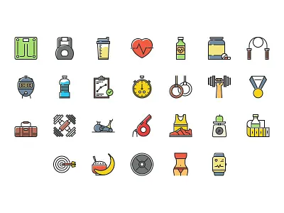 Sport icons dym fitness icons line art set sport