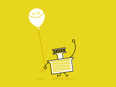 Parkade architecture building character happy illustration line art spokane vector yellow