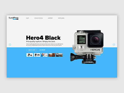 Gopro - Hero 4 Black WIP 4 black desktop gopro hero homepage photo product sketch wip