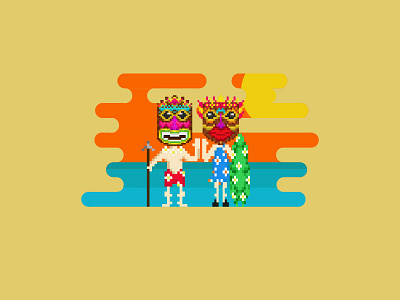 Fire It Up! adobe dribbble illustrator photoshop pixel art poster shot summer tiki mask