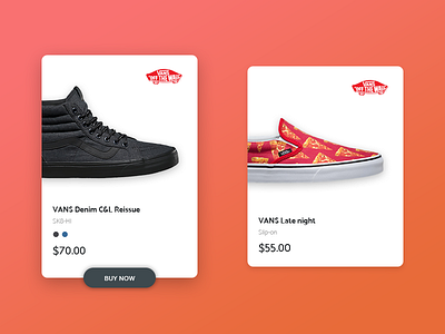 Product cards buy card concept minimal product shoes ui vans web