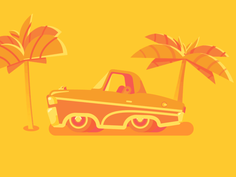 Lowrider animation car colors day flat gif illustration jump loop low rider night