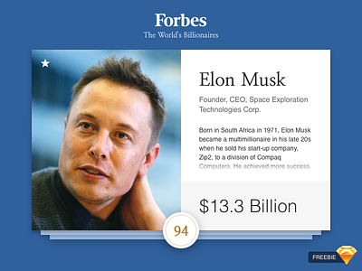 Daily UI #006 — User Profile card dailyui forbes freebie profile sketch tesla user