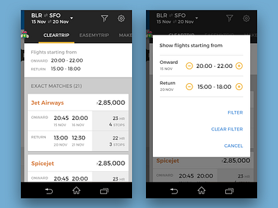 MakkhiChoose - Flight Comparison android app button clean ecommerce flight list minimal