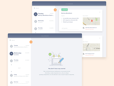 Calendar agenda calendar date empty state illustration ios ipad schedule tablet task timeline