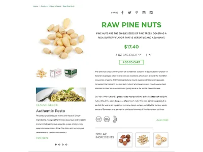 Product Detail Page action button design drop down flat food landing page product redesign ui ux web