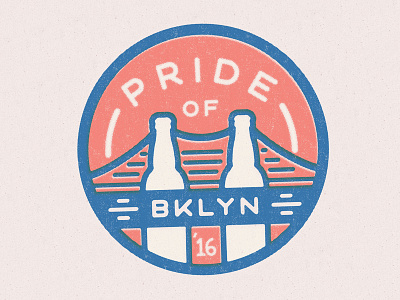 Pride of Brooklyn 2016 Badge badge beer bottle bridge design event icon illustration lockup logo mark texture