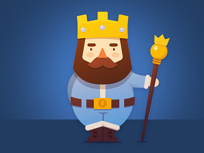 King beard blue crown cute funny illustration king scepter yellow