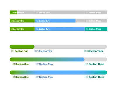 Progress Indicator explorations component iteration progress indicator progression section step step navigation timeline tracker ui web design