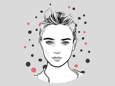 Bubbles drunk face girl grey hair portrait vecto vectorial vexel woman