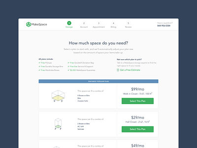 Plan Selection ui ux website