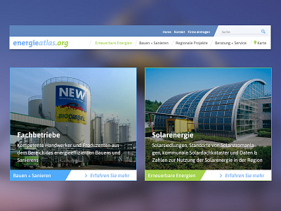 Energieatlas cards materialdesign navigation portal webdesign