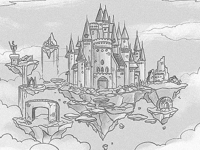 Sky Kingdom (WIP) background cartoon castle childrens book drawing fantasy illustration kingdom land sky wip