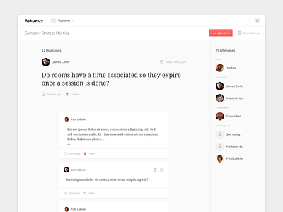 Room View answer askaway conference flat myplanet qa question room ui