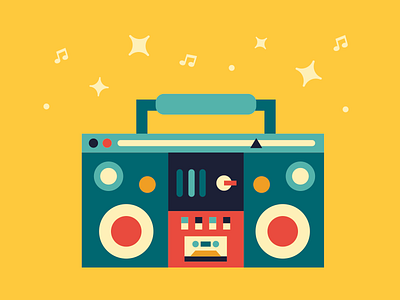 Boombox boombox flat illustration music stereo