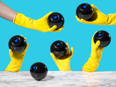 Magic 8 Ball art direction glove magic 8 ball photography yellow